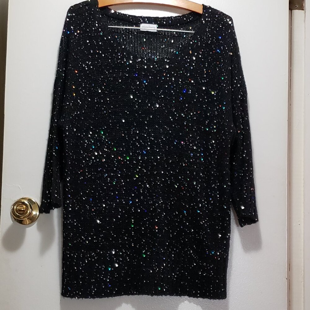 Jaclyn Smith Black Multi Color Sequin Sweater.
